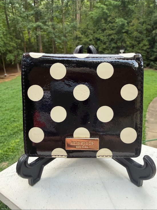 kate spade Handbags - kate spade Black Patent Polka Dot Wallet with Cream Dots